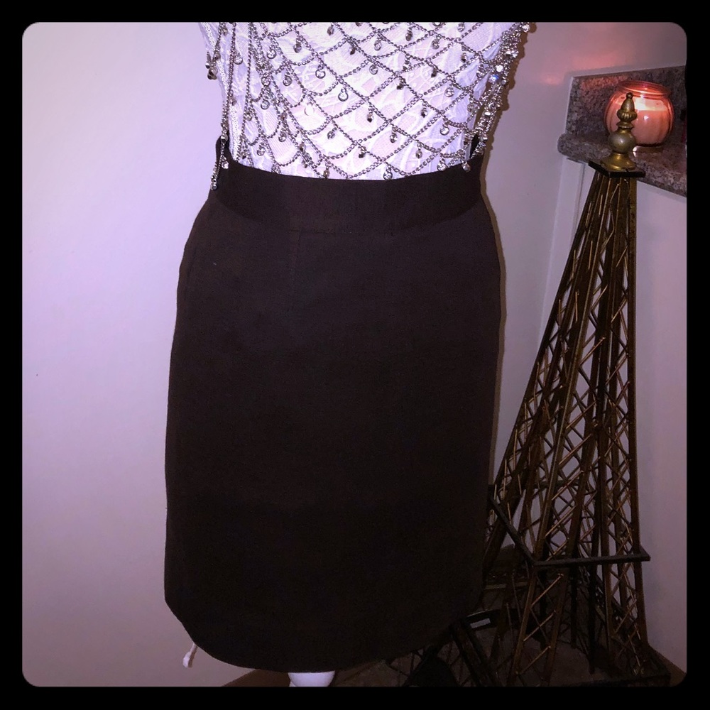 Designer Claude Montana Brown Pencil Skirt